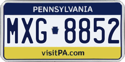 PA license plate MXG8852