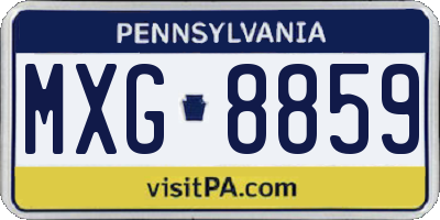 PA license plate MXG8859