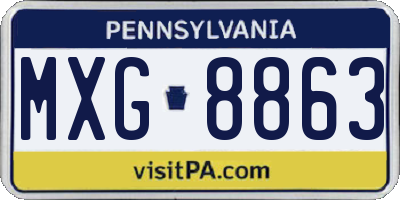 PA license plate MXG8863