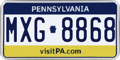 PA license plate MXG8868