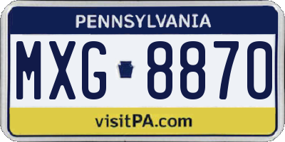 PA license plate MXG8870