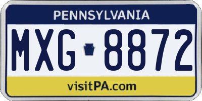 PA license plate MXG8872