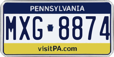 PA license plate MXG8874