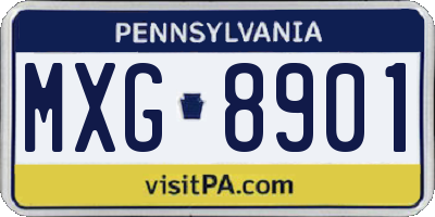 PA license plate MXG8901