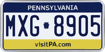 PA license plate MXG8905