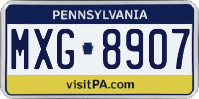 PA license plate MXG8907