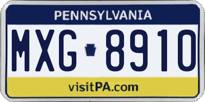 PA license plate MXG8910