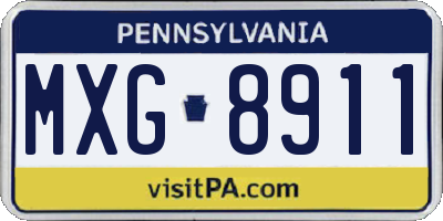 PA license plate MXG8911