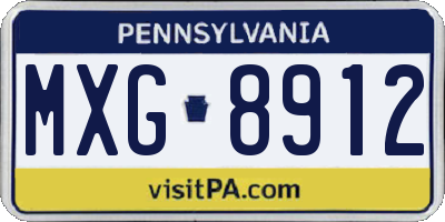 PA license plate MXG8912