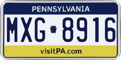 PA license plate MXG8916
