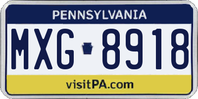 PA license plate MXG8918