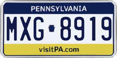 PA license plate MXG8919