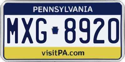 PA license plate MXG8920