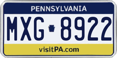 PA license plate MXG8922