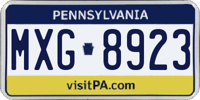 PA license plate MXG8923