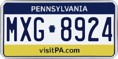 PA license plate MXG8924