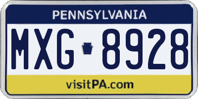 PA license plate MXG8928