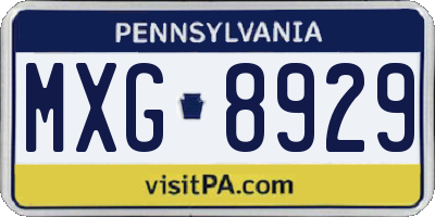 PA license plate MXG8929