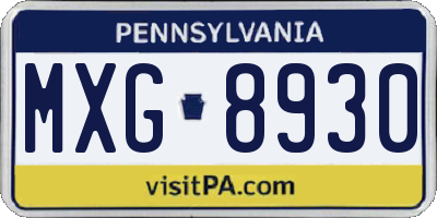 PA license plate MXG8930