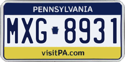 PA license plate MXG8931