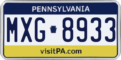 PA license plate MXG8933