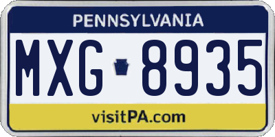 PA license plate MXG8935