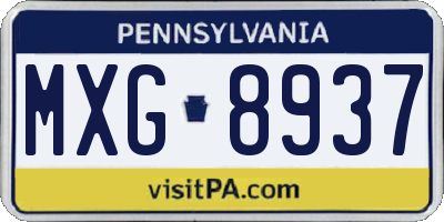 PA license plate MXG8937