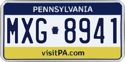 PA license plate MXG8941