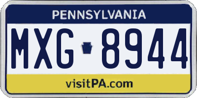 PA license plate MXG8944