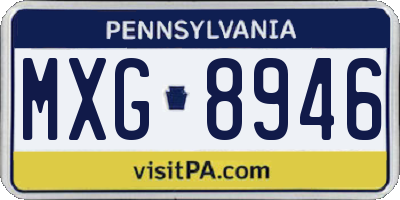 PA license plate MXG8946