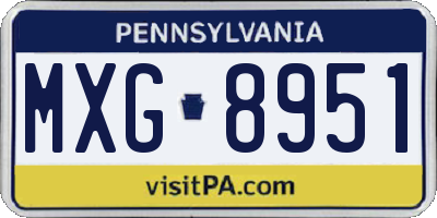 PA license plate MXG8951