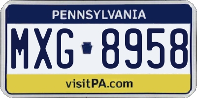 PA license plate MXG8958