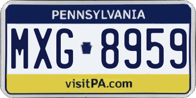 PA license plate MXG8959