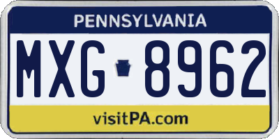 PA license plate MXG8962