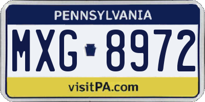 PA license plate MXG8972