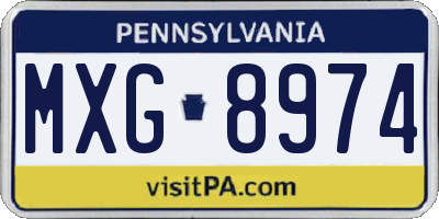 PA license plate MXG8974