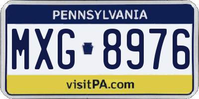PA license plate MXG8976