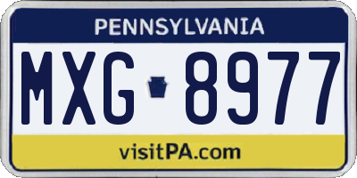 PA license plate MXG8977