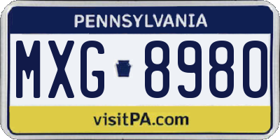 PA license plate MXG8980