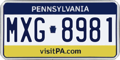 PA license plate MXG8981