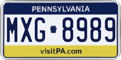 PA license plate MXG8989