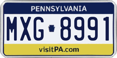 PA license plate MXG8991