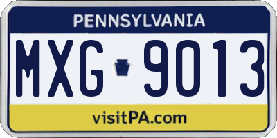 PA license plate MXG9013