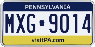 PA license plate MXG9014