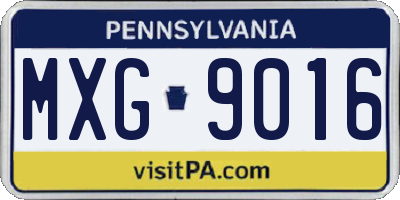PA license plate MXG9016