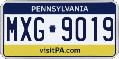 PA license plate MXG9019