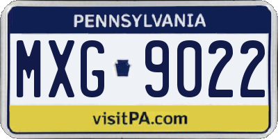 PA license plate MXG9022