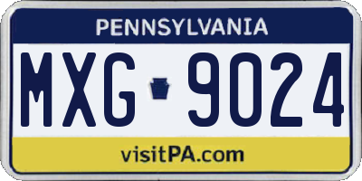 PA license plate MXG9024