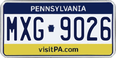 PA license plate MXG9026