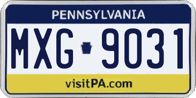 PA license plate MXG9031
